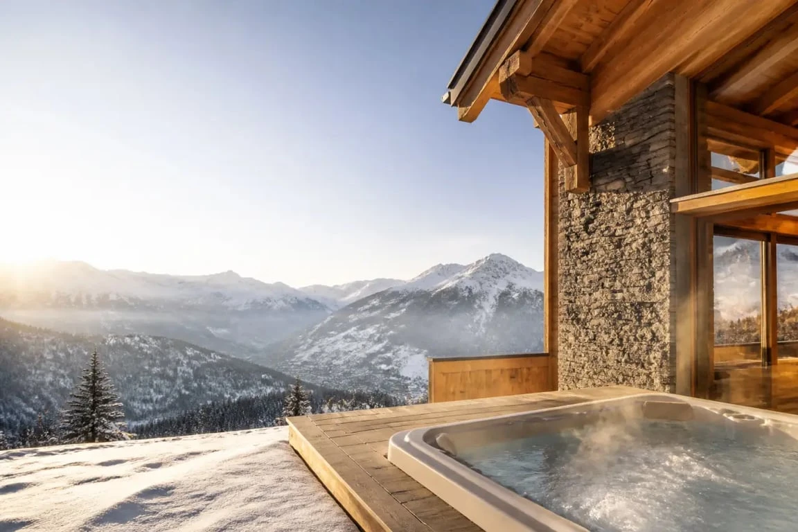 Week end en amoureux haute savoie dans un chalet de montagne avec spa face aux sommets