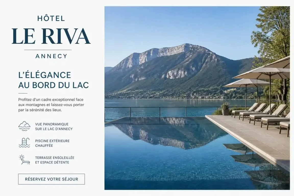 Piscine privée d'un hôtel à Annecy au bord du lac