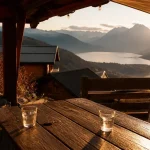 Camping le Panoramic lac d Annecy, vue golden hour depuis Sevrier
