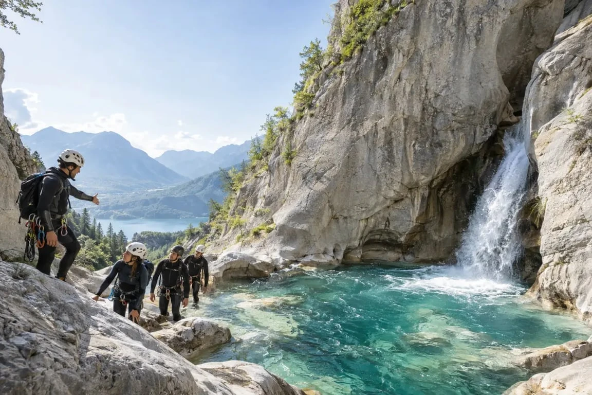 My Canyon canyoning lac Annecy dans un canyon des Bauges avec équipement et guide