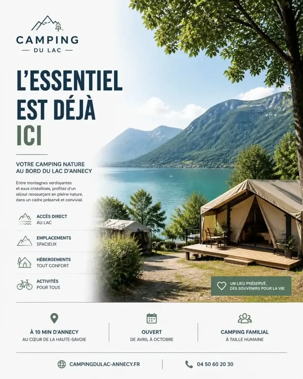 Vue panoramique du Camping La Ferme près du lac d'Annecy