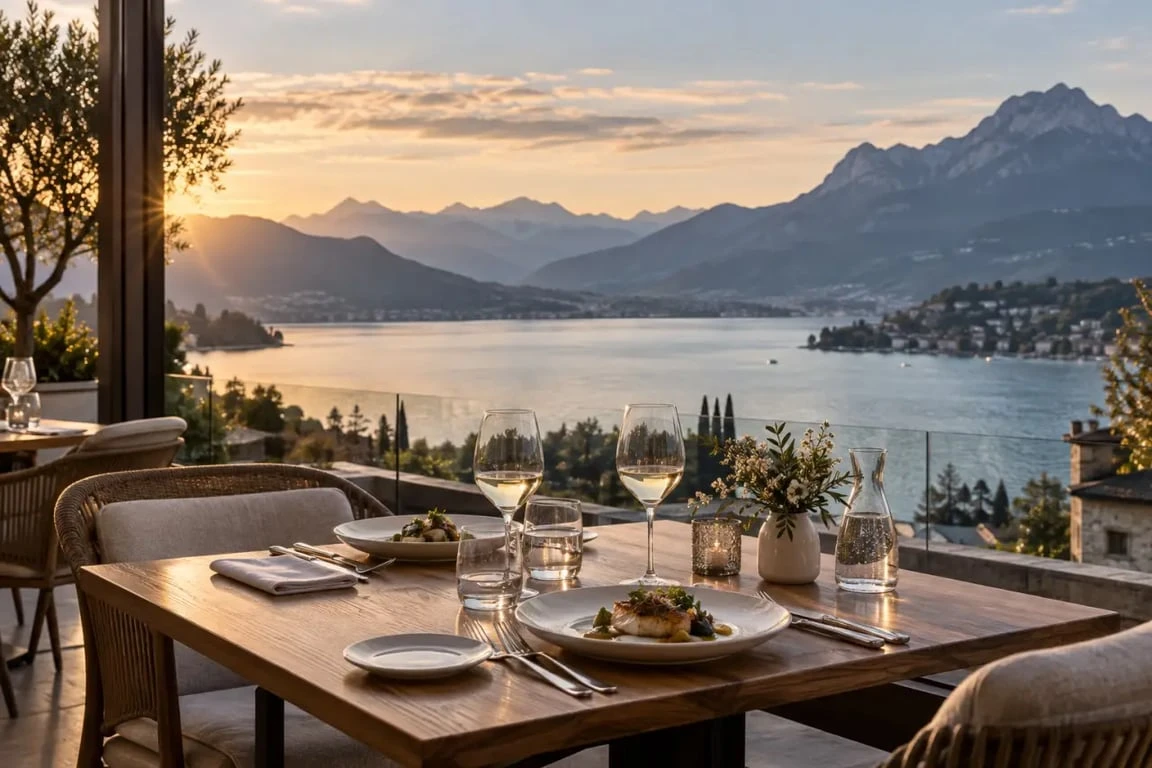 Restaurant La Boussole Annecy avec vue sur le lac et les montagnes