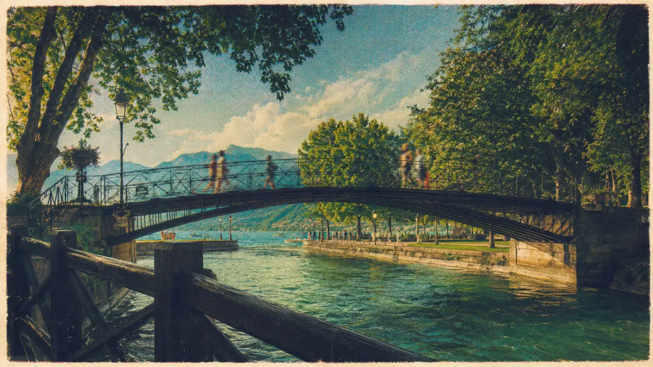 Pont des amours annecy : passerelle sur le lac, jardins et vieille ville
