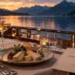 Restaurant bateau Annecy : table dressée sur le bateau au lac