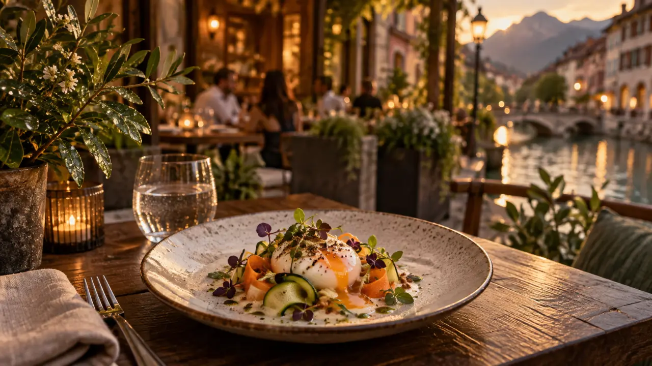 Restaurant racines annecy près du Thiou : assiette bistronomique de saison