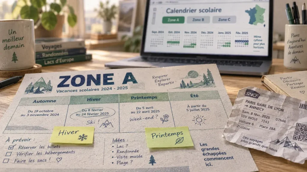 Vacances scolaires Annecy zone A : rentrée 2026 et départs vendredi